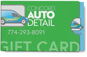 Gift card picture with the Concord Auto Detail logo on the card with the phone number (774-293-8091)